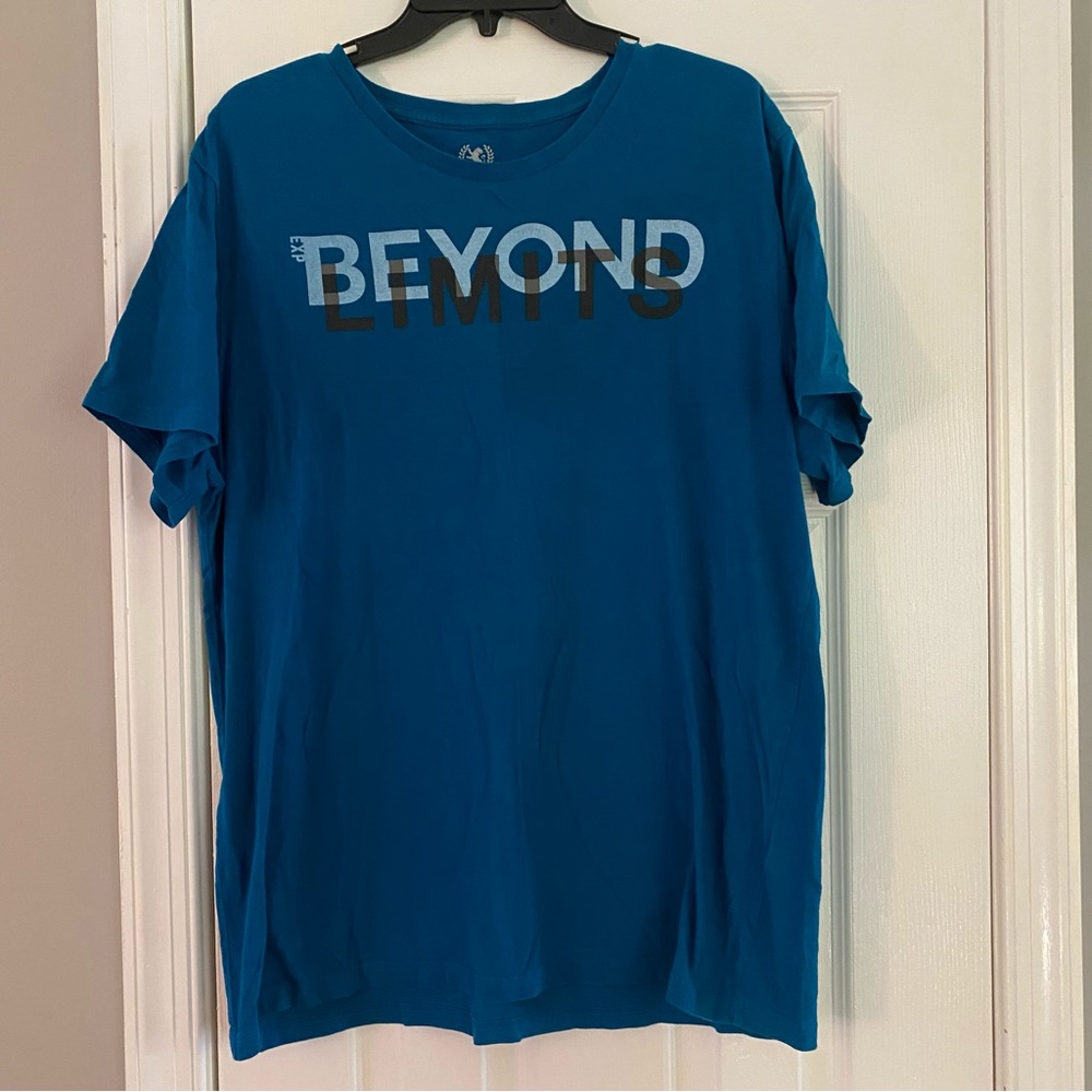Express Men’s Beyond Limits Graphic T Shirt Blue Black White XL